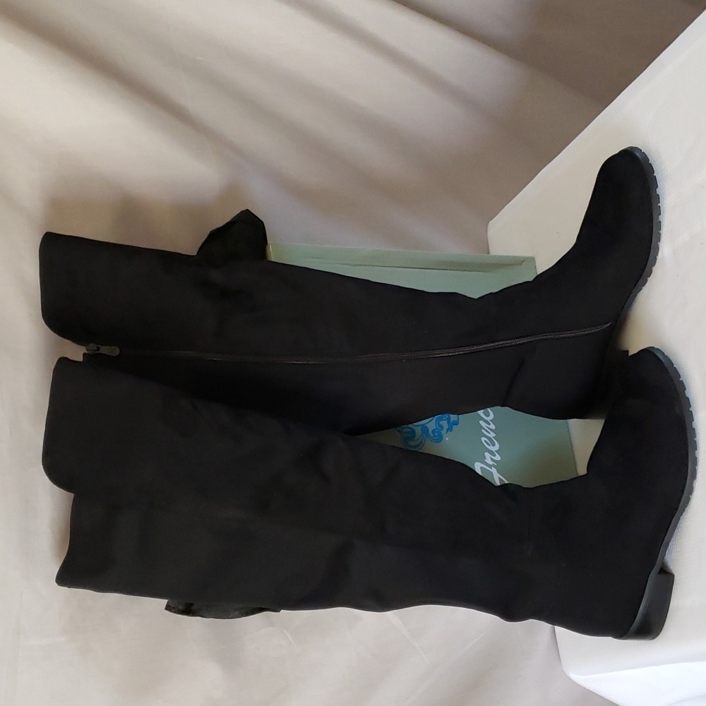 NEW French Blu Black Over the Knee Boot